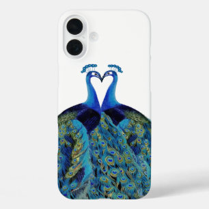 Coques iPhone 16 Plus Cadeaux de mariage Paons s'embrassant Vintage