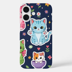 Coques iPhone 16 Cadeaux mignons de chats Kawaii Neko drôles pour a