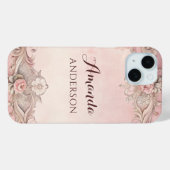 Coques Case-Mate iPhone Cadre découpage grunge rose antique (Verso (horizontal))