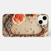 Coques Case-Mate iPhone Cadre doré orné de roses (Verso (horizontal))