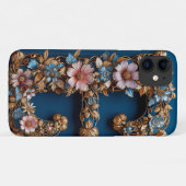 Coques Case-Mate iPhone Cadre floral élégant avec lettre d'or E (Dos (Horizontal))