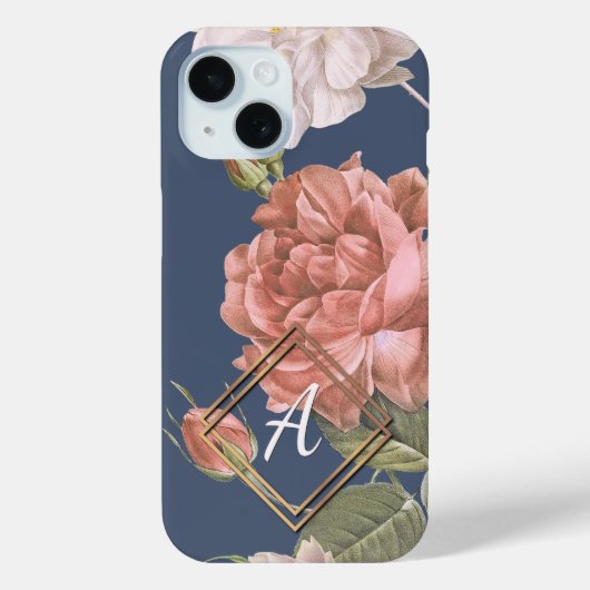 Coques Case-Mate iPhone Cadres or à motif floral Rose (Verso)