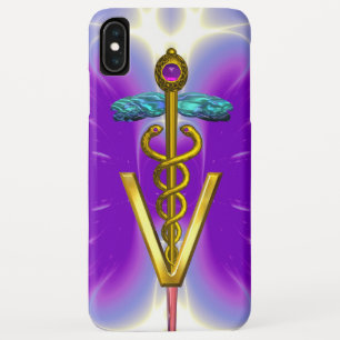 Coque Pour iPhone XS Max CADUCÉE D'OR SYMBOLE VÉTÉRINAIRE / Fuchsia Violet