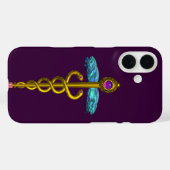 Coques Case-Mate iPhone CADUCÉE MÉDICAL EN OR ,Violet (Verso (horizontal))