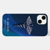 Coques Case-Mate iPhone Caducée médical holographique Chrome foncé 3D (Verso (horizontal))
