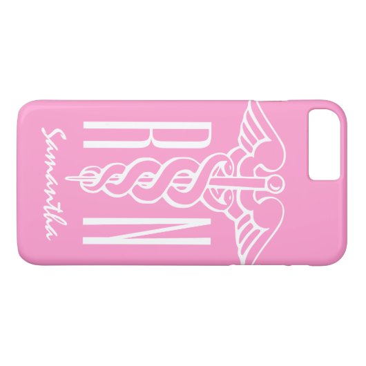 Coques Case-Mate iPhone Caducée rose fait sur commande d'infirmier (Dos (Horizontal))