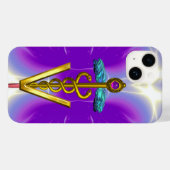 Coques Case-Mate iPhone CADUCÉE VÉTÉRINAIRE SYMBOLE D'OR / Fuchsia Violet (Verso (horizontal))