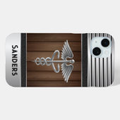 Coques Case-Mate iPhone Caduceus Personnalisé Docteur Metal & Bois (Verso (horizontal))