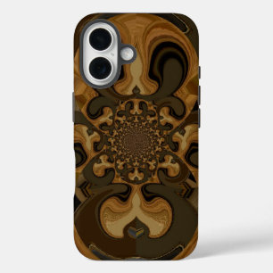 Coques iPhone 16 Café Brown Flux Kaleidoscope Art Imprimer