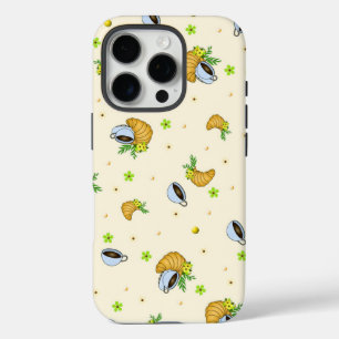 Coques iPhone 16 Pro Café Cosy & Croissant Motif Floral
