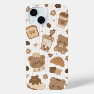 Coque Pour iPhone 15 Café Cozy Bear