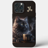 Coques Case-Mate iPhone Café noir avec Monogramme (Verso)