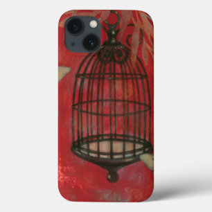Etui iPhone 13 Cage d'oiseaux décorative avec papillons