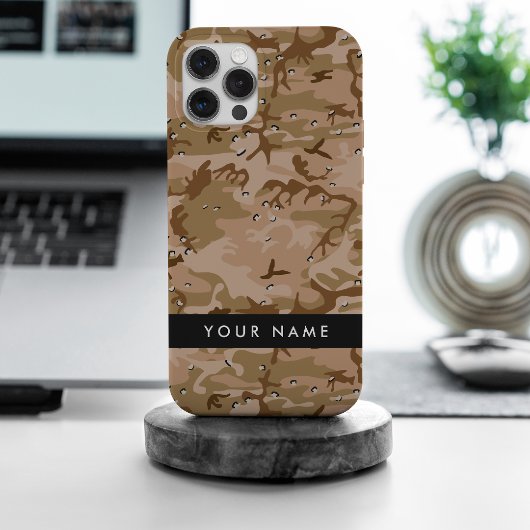 Coques Case-Mate iPhone Cailloux du Camouflage du désert, Votre nom, Perso