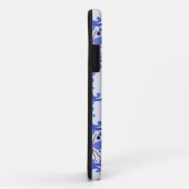 Coques Case-Mate iPhone Caisse bleue de motif de papier peint de damassé (Dos/Droite)