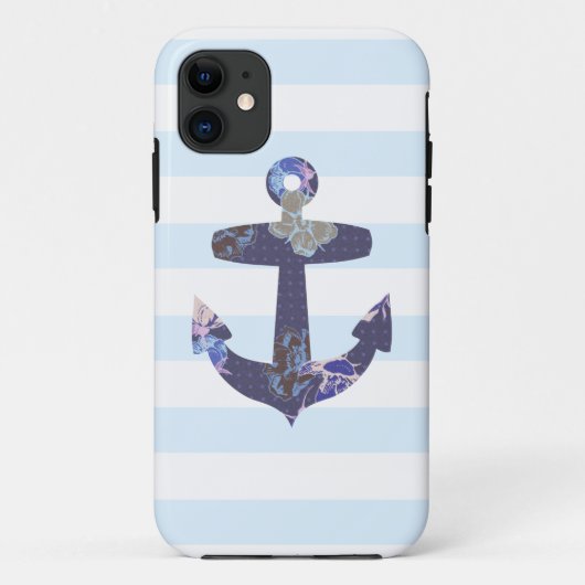 Coques Case-Mate iPhone Caisse bleue nautique fleurie de l'iphone 5 (Dos)