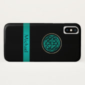 Coques Case-Mate iPhone Caisse celtique verte turquoise de l'iPhone X de (Dos (Horizontal))