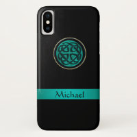 Caisse celtique verte turquoise de l'iPhone X de