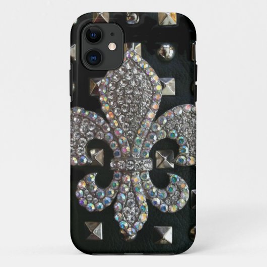 Coques Case-Mate iPhone Caisse cloutée d'impression de fleur de lis (Dos)