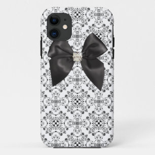 Etui iPhone Case-Mate Caisse de damassé avec l'arc noir de satin