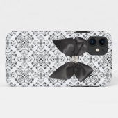 Coques Case-Mate iPhone Caisse de damassé avec l'arc noir de satin (Dos (Horizontal))