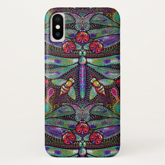 Coques Case-Mate iPhone Caisse de damassé de libellule de nouveau d'art (Dos)