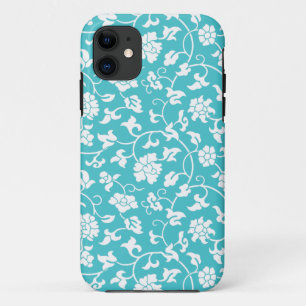 Coques Pour iPhone Caisse florale bleue de l'iPhone 5 de damassé du