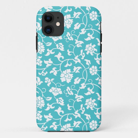 Coques Case-Mate iPhone Caisse florale bleue de l'iPhone 5 de damassé du (Dos)