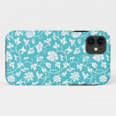 Coques Case-Mate iPhone Caisse florale bleue de l'iPhone 5 de damassé du (Dos (Horizontal))