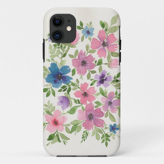 Coques Case-Mate iPhone Caisse florale pourpre et bleue de téléphone de (Dos)