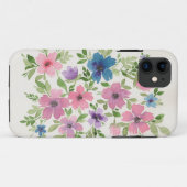 Coques Case-Mate iPhone Caisse florale pourpre et bleue de téléphone de (Dos (Horizontal))