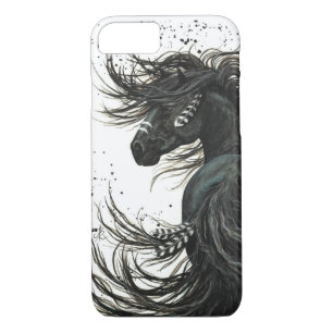 Coque Case-Mate Pour iPhone Caisse frisonne noire de l'iPhone 7 de cheval