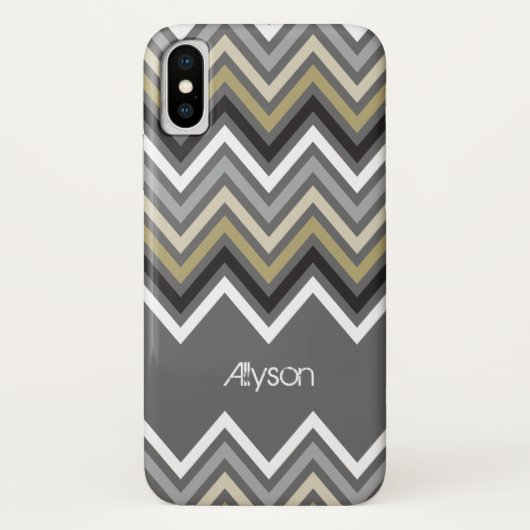 Coques Case-Mate iPhone Caisse grise de téléphone de mod de zigzag de (Dos)