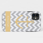 Coques Case-Mate iPhone Caisse grise et blanche de monogramme d'Ancre de (Dos (Horizontal))