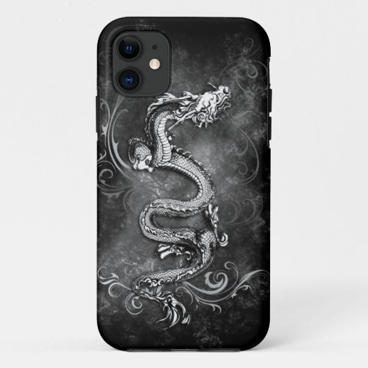 Coques Case-Mate iPhone caisse noire et blanche de dragon (Dos)