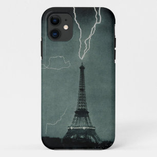 Coque Case-Mate Pour iPhone Caisse noire et blanche de Tour Eiffel de grève