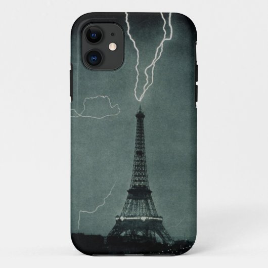Coques Case-Mate iPhone Caisse noire et blanche de Tour Eiffel de grève (Dos)