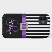 Coques Case-Mate iPhone Caisse noire pourpre initiale personnalisée de (Dos (Horizontal))