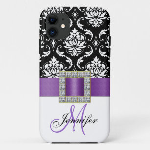 Coque iPhone 11 Caisse noire pourpre personnalisée de l'iPhone 5