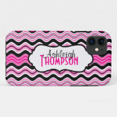 Coques Case-Mate iPhone Caisse onduleuse rose, noire, blanche de l'iPhone (Dos (Horizontal))