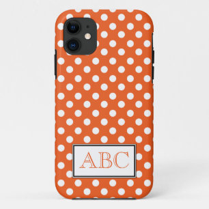 Coques Pour iPhone Caisse orange et blanche de point de polka de