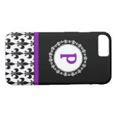Coques Case-Mate iPhone Caisse pourpre de l'iPhone 4/4S de Monogram Fleur (Dos (Horizontal))