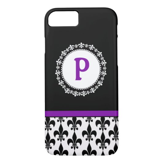 Coques Case-Mate iPhone Caisse pourpre de l'iPhone 4/4S de Monogram Fleur (Dos)