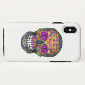Coques Case-Mate iPhone Caisse pourpre de l'iPhone X de zombi de crâne (Dos (Horizontal))