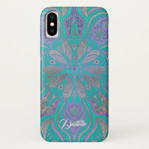 Coque Case-Mate Pour iPhone Caisse pourpre verte colorée de l'iPhone X de