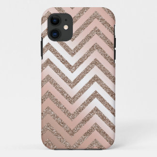 Coque Case-Mate Pour iPhone Caisse rose de chevron de parties scintillantes