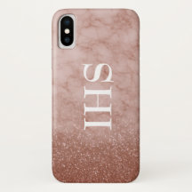 Caisse rose de téléphone de monogramme de marbre