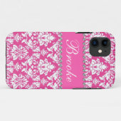 Coques Case-Mate iPhone Caisse rose et blanche de nom de Bling de fausse (Dos (Horizontal))