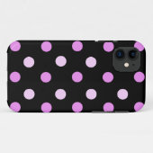 Coques Case-Mate iPhone Caisse rose et noire de l'iPhone 5 de polka (Dos (Horizontal))