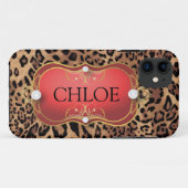 Coques Case-Mate iPhone Caisse rouge de téléphone de léopard de Ciao Bella (Dos (Horizontal))